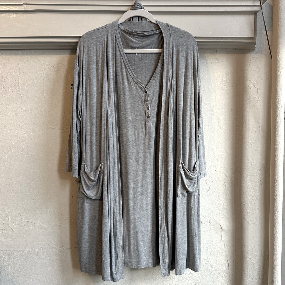 Quince Light Gray Draped Robe Cardigan size S